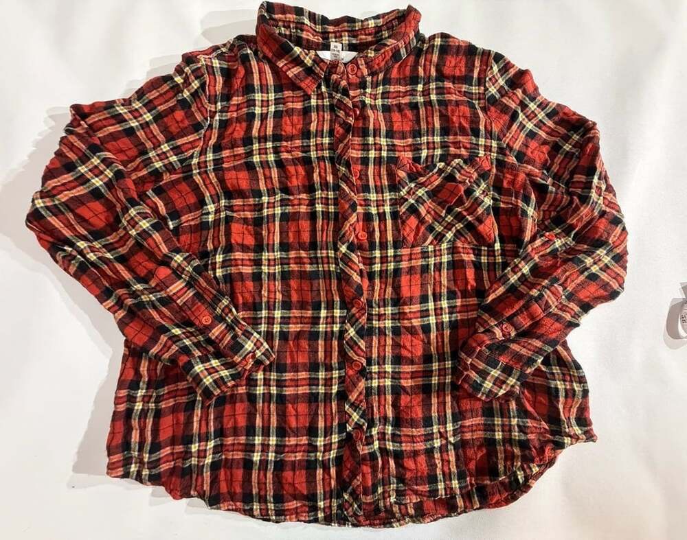 Time and Tru Red Plaid Button Up Flannel Shirt Size XL 16-18